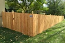6' tall solid cedar privacy fence with 1x4x6 pickets and French Gothic posts